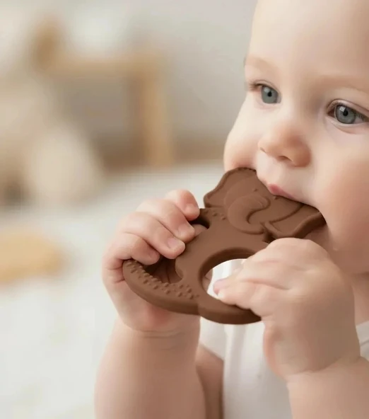 Babyjem Silikon Fil Diş Kaşıyıcı Latte ürün görseli 1