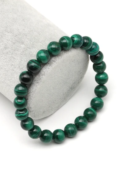 Malakit Doğal Taş Bileklik 8 mm Küre Kesim - BLK-2331 ürün görseli 1
