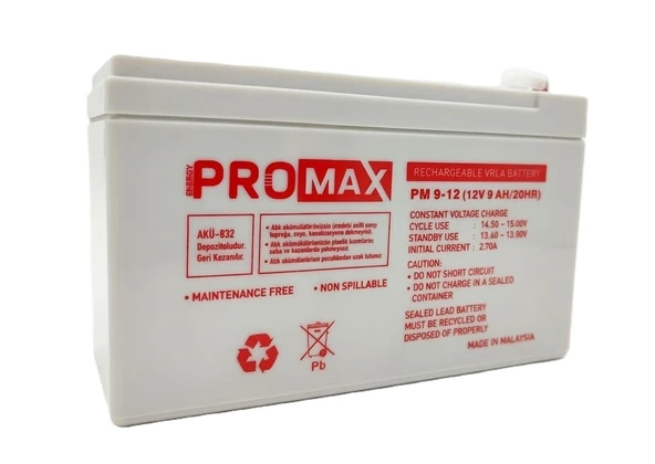 Energy Promax 12V 9Ah Akü 12Volt 9Amper ürün görseli 1