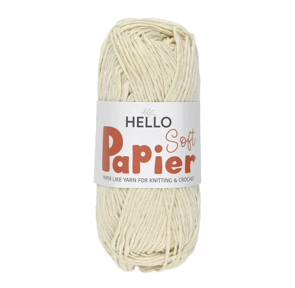 Hello Soft Papier Kağıt Çanta Örme İpi 100 Gram 100 Metre Krem P18 ürün görseli 1
