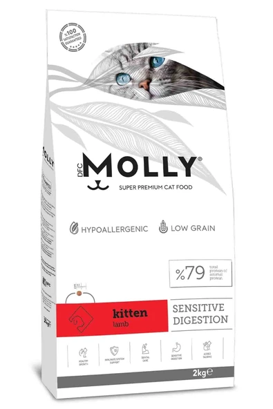 Molly Hipoalerjenik Kuzulu Düşük Tahıllı  Yavru Kedi maması  2kg ürün görseli 1
