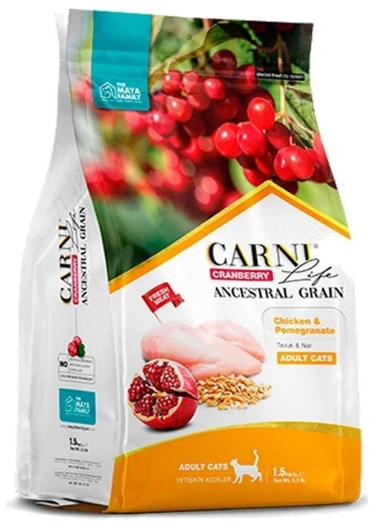 Carni Life Ata Tahıllı Tavuklu Ve Narlı Yetişkin Kedi Maması 1.5 Kg ürün görseli 1