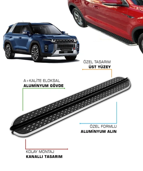 SSANGYONG TORRES BENZİNLİ UYUMLU 2023 2024 2025 2026 2027 ARACA ÖZEL YAN BASAMAK ürün görseli 1