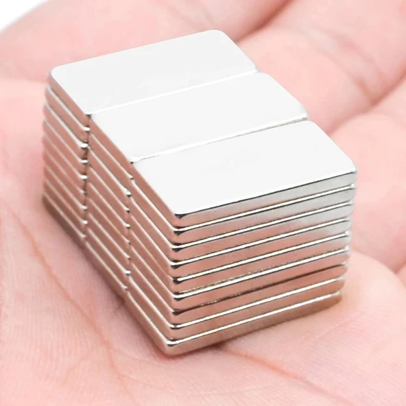 100 Adet 20x10x2 mm Neodyum Mıknatıs Köşeli Magnet N35 Nikel Kaplama Güçlü Kaliteli Dayanıklı ürün görseli 1