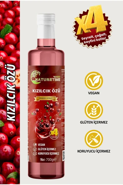 Naturetime Premium Kızılcık Özü 700 gr Katkısız Doğal Organik Pestisit & Ağır Metal İçermez Analizli ürün görseli 1