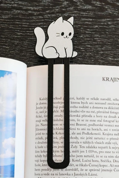 glowify prime glowify prime Sevimli Oturan Kedi Şeklinde Kitap Ayracı - Tatlı Kedi Kitap Ayracı Beyaz/Siyah Kedi ürün görseli 1