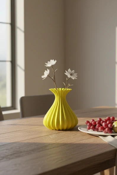 Vazo Modern Estetik 3D Baskı, Dekoratif, Bohem SARI Sarı ürün görseli 1