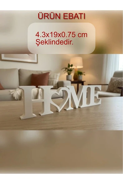 Home Yazılı Dekoratif Biblo Ve Masaüstü Dekor - Beyaz - Plastik 19 cm BEYAZ ürün görseli 1