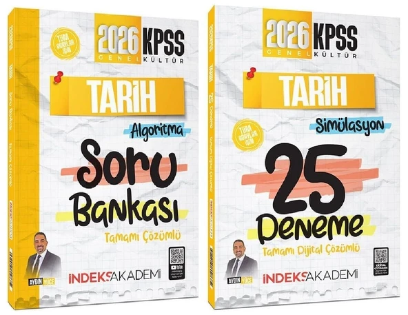 İndeks Akademi 2026 KPSS Tarih Soru Bankası + 25 Deneme 2 li Set - Aydın Yüce İndeks Akademi Yayıncılık ürün görseli 1