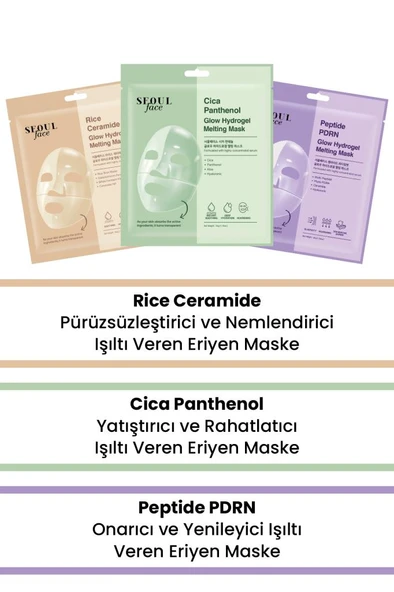 Dermal Pirinç Cica ve Peptid Glow Eriyen Maske Seti Kore Maske Seti 34 gr. ürün görseli 1