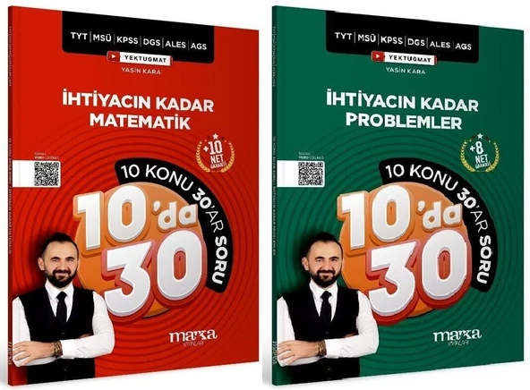 Marka KPSS MEB-AGS TYT MSÜ DGS ALES İhtiyacın Kadar Matematik + Problemler 10 da 30 Soru Bankası 2 li Set Yektuğ Mat - Yasin Kara Marka Yayınları ürün görseli 1
