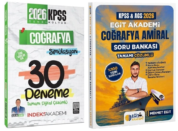 Eğit + İndeks 2026 KPSS Coğrafya Amiral Soru Bankası + 30 Deneme 2 li Set - Mehmet Eğit, Alican Demir Eğit + İndeks Akademi Yayıncılık ürün görseli 1