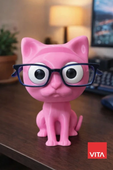 glowify prime glowify prime SEVİMLİ PEMBE KEDİ Gözlük Standı Dekoratif Gözlük Tutucu Masaüstü Gözlük Standı Hediye Organizer Pembe ürün görseli 1