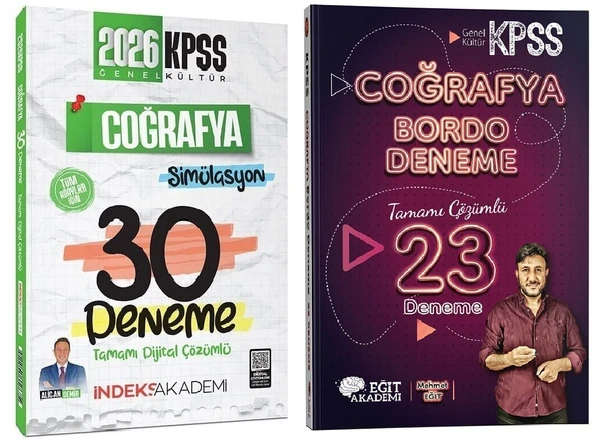Eğit + İndeks 2026 KPSS Coğrafya Bordo 23+30 Deneme 2 li Set - Mehmet Eğit, Alican Demir Eğit + İndeks Akademi Yayıncılık ürün görseli 1