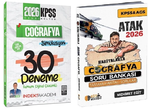 Eğit + İndeks 2026 KPSS Haritalarla Atak Coğrafya Soru Bankası + 30 Deneme 2 li Set - Mehmet Eğit, Alican Demir Eğit + İndeks Akademi Yayıncılık ürün görseli 1