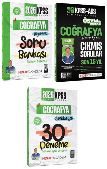İndeks Akademi 2026 KPSS Coğrafya Soru Bankası + Çıkmış Sorular + 30 Deneme 3 lü Set - Alican Demir İndeks Akademi Yayıncılık ürün görseli 1
