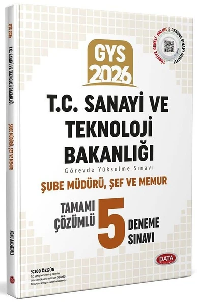 Data 2026 GYS Sanayi ve Teknoloji Bakanlığı Şube Müdürü, Şef ve Memur 5 Deneme Çözümlü Görevde Yükselme Data Yayınları ürün görseli 1