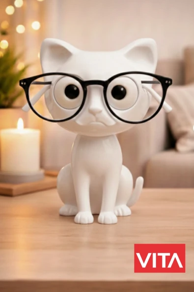 glowify prime glowify prime SEVİMLİ SİYAH KEDİ Gözlük Standı Dekoratif Gözlük Tutucu Masaüstü Gözlük Standı Hediye Organizer Beyaz ürün görseli 1