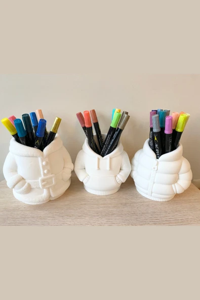 glowify prime glowify prime Mont Tasarımlı Kalemlik –3D Baskı Dekoratif Masaüstü Kalem Tutucu | Ofis ve Çalışma Masası Aksesuarı Beyaz 3'LÜ SET ürün görseli 1