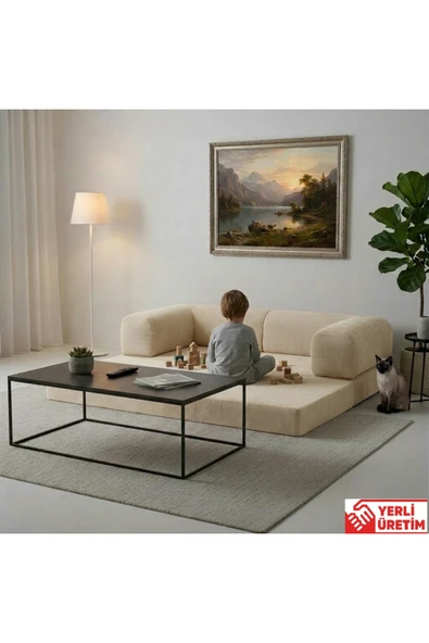 HEREV 180X90 SÜNGER KANEPE YIKANABİLİR KADİFE KUMAŞLI KOLTUK Beyaz ürün görseli 1