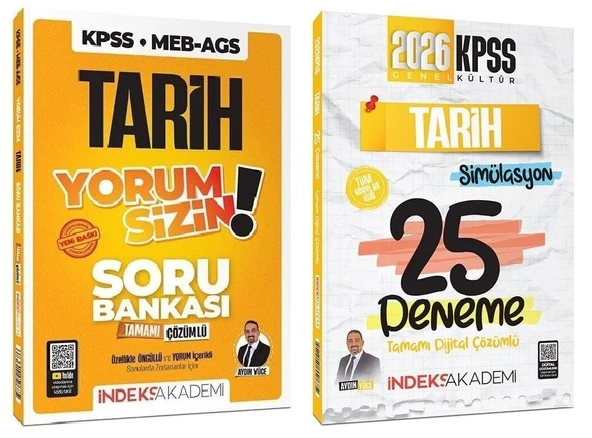İndeks Akademi 2026 KPSS Tarih Yorum Sizin Soru Bankası + 25 Deneme 2 li Set - Aydın Yüce İndeks Akademi Yayıncılık ürün görseli 1