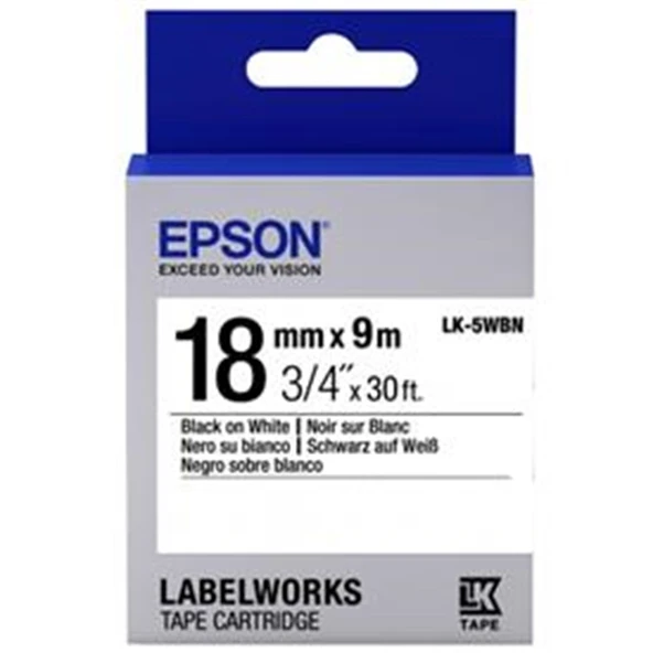 Lk-5Wbn Standart Siyah Üzeri Beyaz 18Mm 9Metre Etiket ürün görseli 1