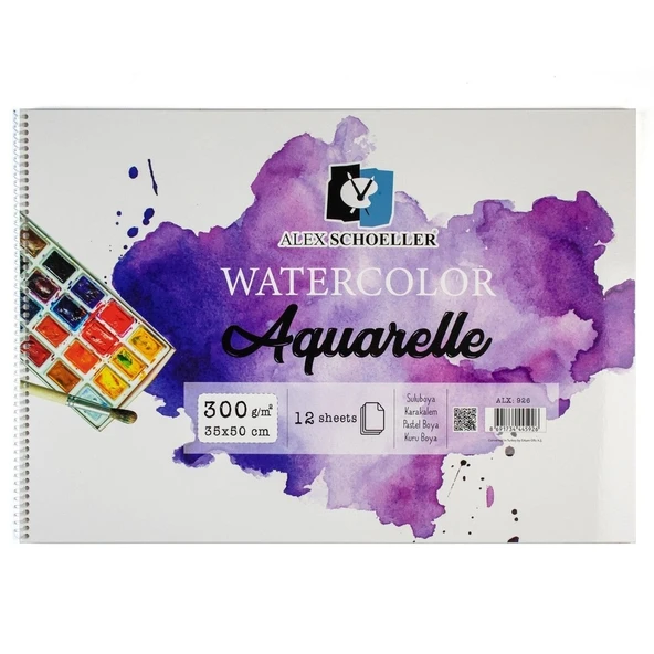 Alex Schoeller Aquarelle Sulu Boya Defteri 300gr 35x50cm 12yp Spiralli ALX-926 ürün görseli 1