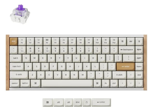 KEYCHRON K2 HE White Special Edition Beyaz RGB Manyetik Switch 2.4 GHz Kablosuz Ahşap Kenarlı Türkçe(K2H-Q1-TR)  Klavye ürün görseli 1