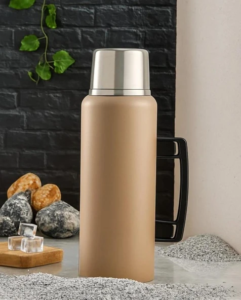 Cooker 1,5 Litre Kulplu Çelik Termos CKR-2085 Bej ürün görseli 1