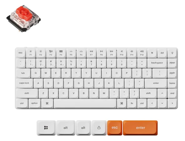 KEYCHRON K3 Max Red Brown QMK/VIA %75 Low Profile Gateron Brown Switch RGB Kablosuz Hotswap Mekanik Türkçe Beyaz (K3M-Q3-TR)  Klavye ürün görseli 1
