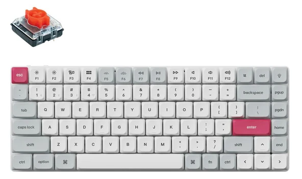 KEYCHRON K3 Max Red White QMK/VIA %75 Low Profile Gateron Red Switch RGB Kablosuz Hotswap Mekanik Türkçe Beyaz (K3M-Q1-TR)  Klavye ürün görseli 1