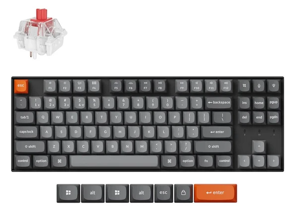KEYCHRON K8 Max %80 TKL RGB Red Switch Kablosuz Hotswap TR Mekanik Karbon Siyah Gaming (K8M-J1-TR)  Klavye ürün görseli 1