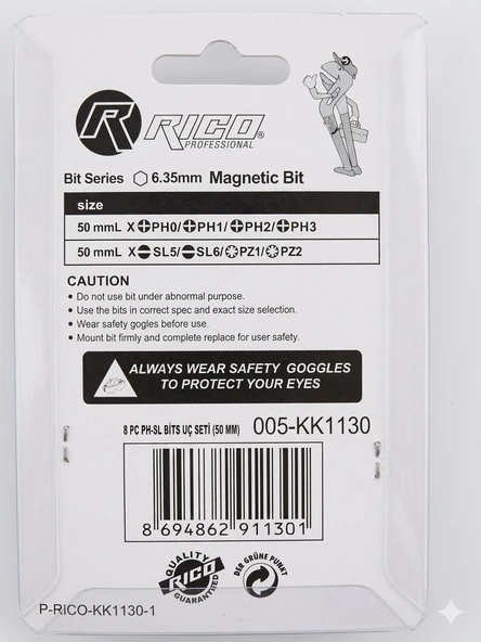 Rico Yıldız Düz Bits Uç Seti (8 Parça-50 Mm) - Resim 2