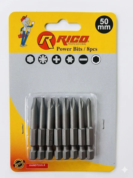 Rico Yıldız Düz Bits Uç Seti (8 Parça-50 Mm) ürün görseli 1