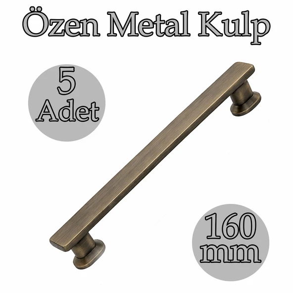 PTTAVM: Özen 160 mm Çizme Antik Sarı Çekmece Kulp 5 Adet Set Metal