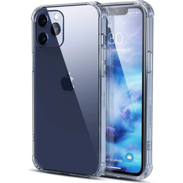 Apple iPhone 12 Pro Kılıf Kamera Korumalı Şeffaf Silikon Kılıf Arka Kapak ürün görseli 1