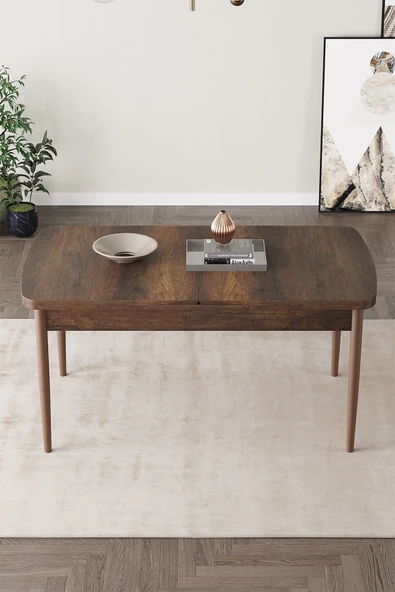 SHOOVVEL Lamina Barok Desen Sunta 80X132 Ahşap Ayaklı Açılır Mutfak Masası, Yemek Masası, Salon Masası Barok Desen ürün görseli 1