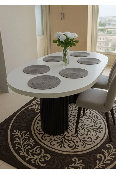 SHOOVVEL Mila 90x170 Oval Yemek Masası & Mutfak Masası & Salon Masası Masa Beyaz ürün görseli 1