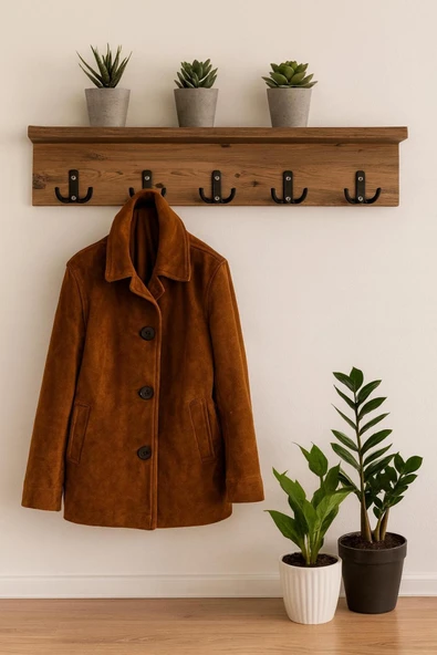 SHOOVVEL Duvar Askılığı, Portmanto, Kapı Arkası, Vestiyer Üstü, 18x70 "(Pablo Mdf Ceviz Askı)" ceviz ürün görseli 1