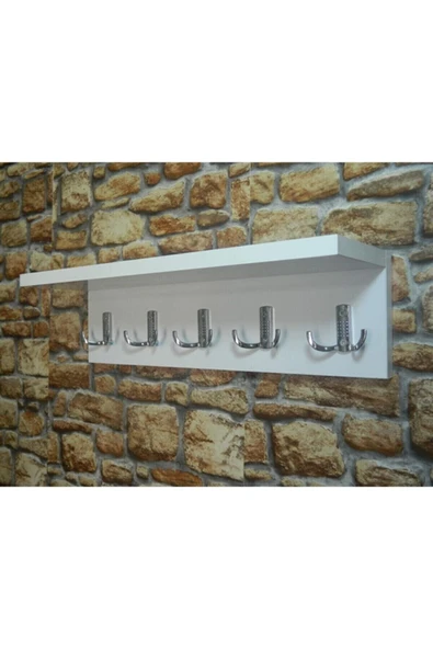 Bmt Mobilya Raflı Duvar Askısı Kapı Arkası Hol Koridor Mutfak Banyo Askılığı beyaz ürün görseli 1