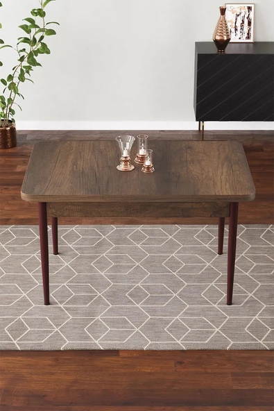 SHOOVVEL Vera 70x110 Mdf Kahverengi Ahşap Ayaklı Sabit Üst Kalite Mutfak Masası, Yemek Masası, Salon Masası Kahverengi ürün görseli 1