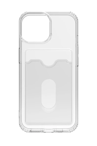 iPhone 15 Kılıf Kart Bölmeli Şeffaf Silikon Rubber Arka Kapak ürün görseli 1
