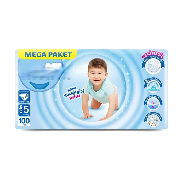 Mega Paket Bebek Bezi 5 Beden 11-18 Kg 100 Adet ürün görseli 1