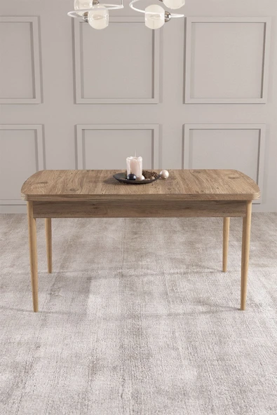 SHOOVVEL Pure Atlantik Çam 60x90 Mdf Ahşap Ayaklı Sabit Üst Kalite Mutfak Masası, Yemek Masası, Salon Masası Atlantik Çam Desen ürün görseli 1