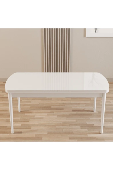 SHOOVVEL Merona Beyaz 80X132 MDF Ahşap Ayaklı Açılır Mutfak Masası, Yemek Masası, Salon Masası Beyaz ürün görseli 1