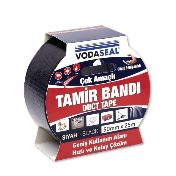Vodaseal Duct Tape Tamir Bandı 50 mm 25 Metre Siyah ürün görseli 1