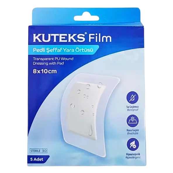 Kuteks Film Pedli Şeffaf Yara Örtüsü 8 x 10cm 5li 1 Paket ürün görseli 1