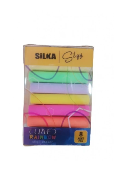 Silkar Silka Curved Rainbow 8'li Silgi Hızlı Teslimat ürün görseli 1