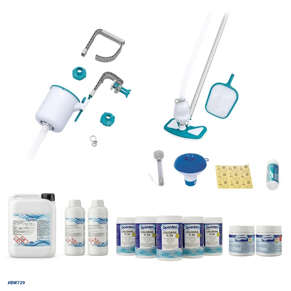 Bestway İntex Havuzlarla Uyumlu Büyük Prefabrik Havuzlar İçin Full Havuz Temizlik Seti BW729 ürün görseli 1
