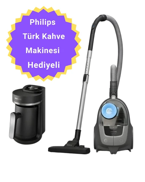 Philips XB2142/10 +HDA150/61 850 W Toz Torbasız Süpürge + Türk Kahve Makinesi Siyah ürün görseli 1